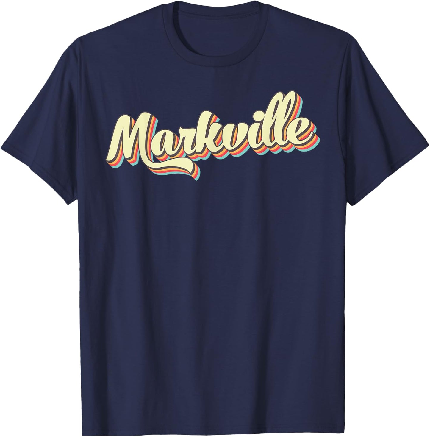 Markville Retro Art Baseball Font Vintage T-Shirt - T-Shirt | Navy