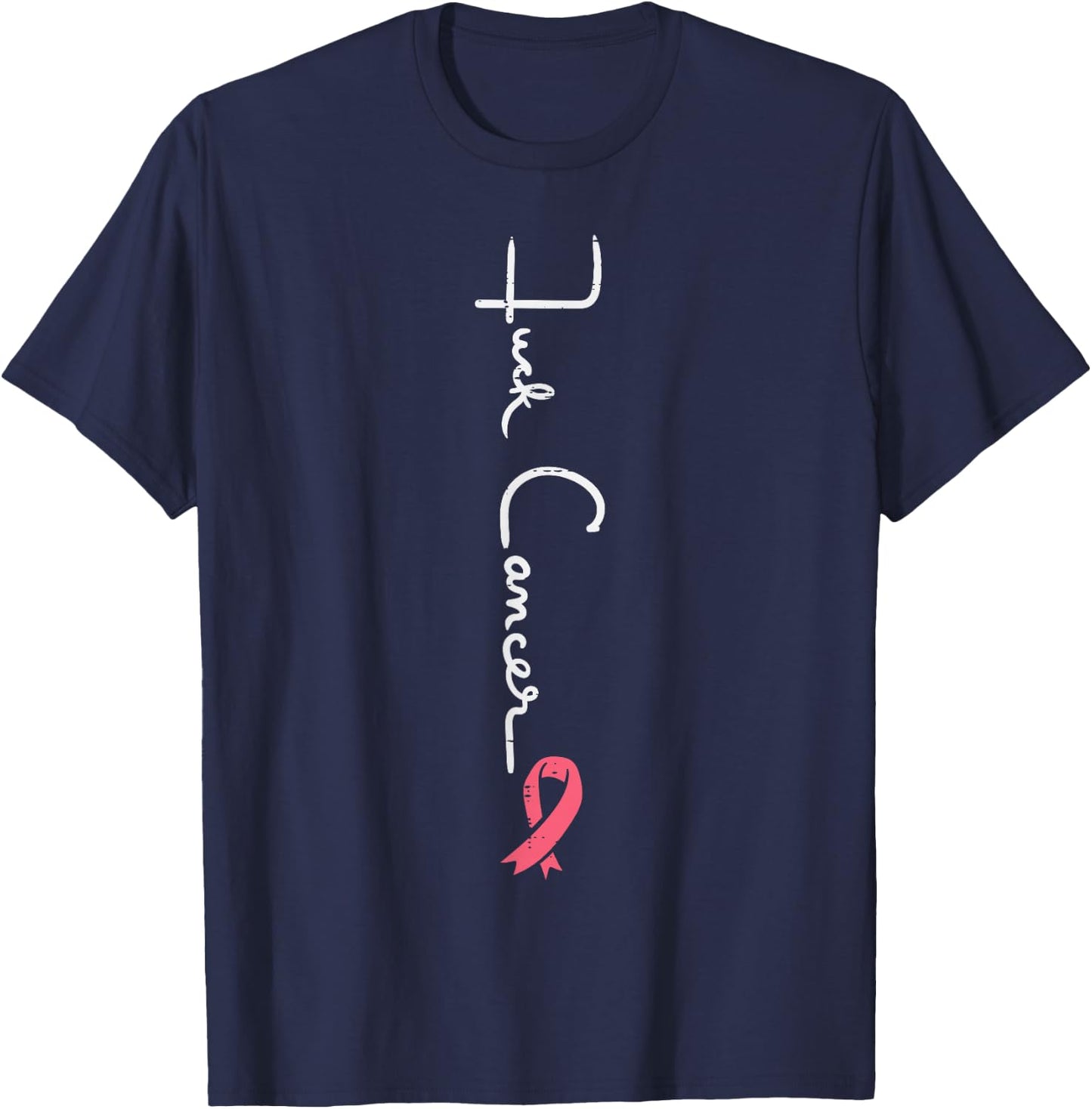 F Cancer Pink Ribbon Survivor Breast Cancer Awareness Women T-Shirt - T-Shirt | Navy