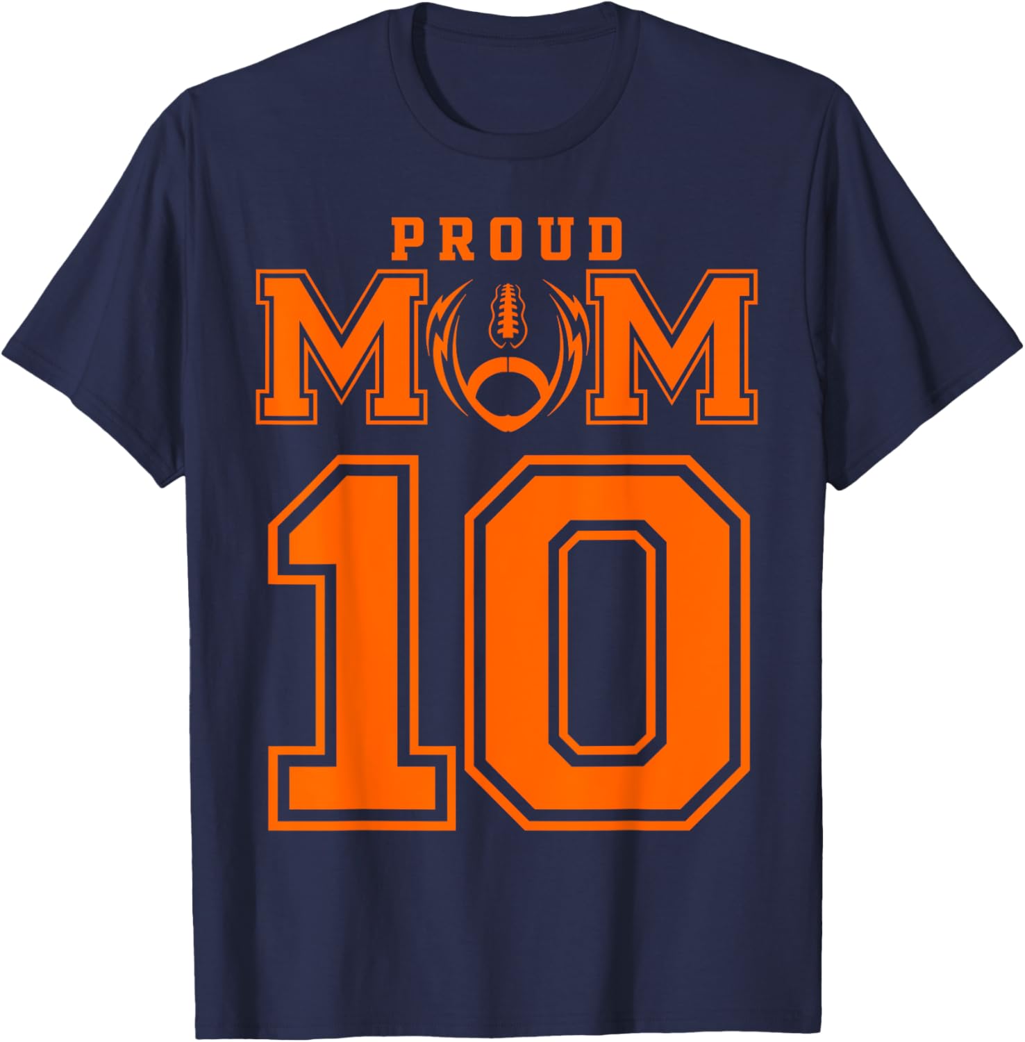 Custom Proud Football Mom Number 10 OR Personalized T-Shirt - T-Shirt | Navy