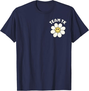 TK Team TK Teacher Daisy Back to School Kid Smile Face Heart T-Shirt - T-Shirt | Navy