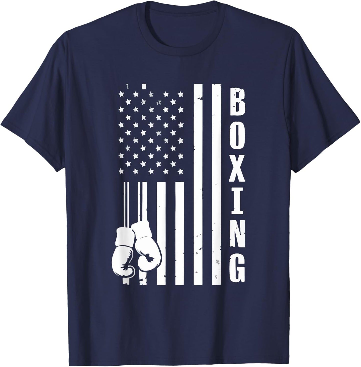 USA American Flag Vintage Boxing Boxer Boxing Lover MMA Women Men T-Shirt - T-Shirt | Navy