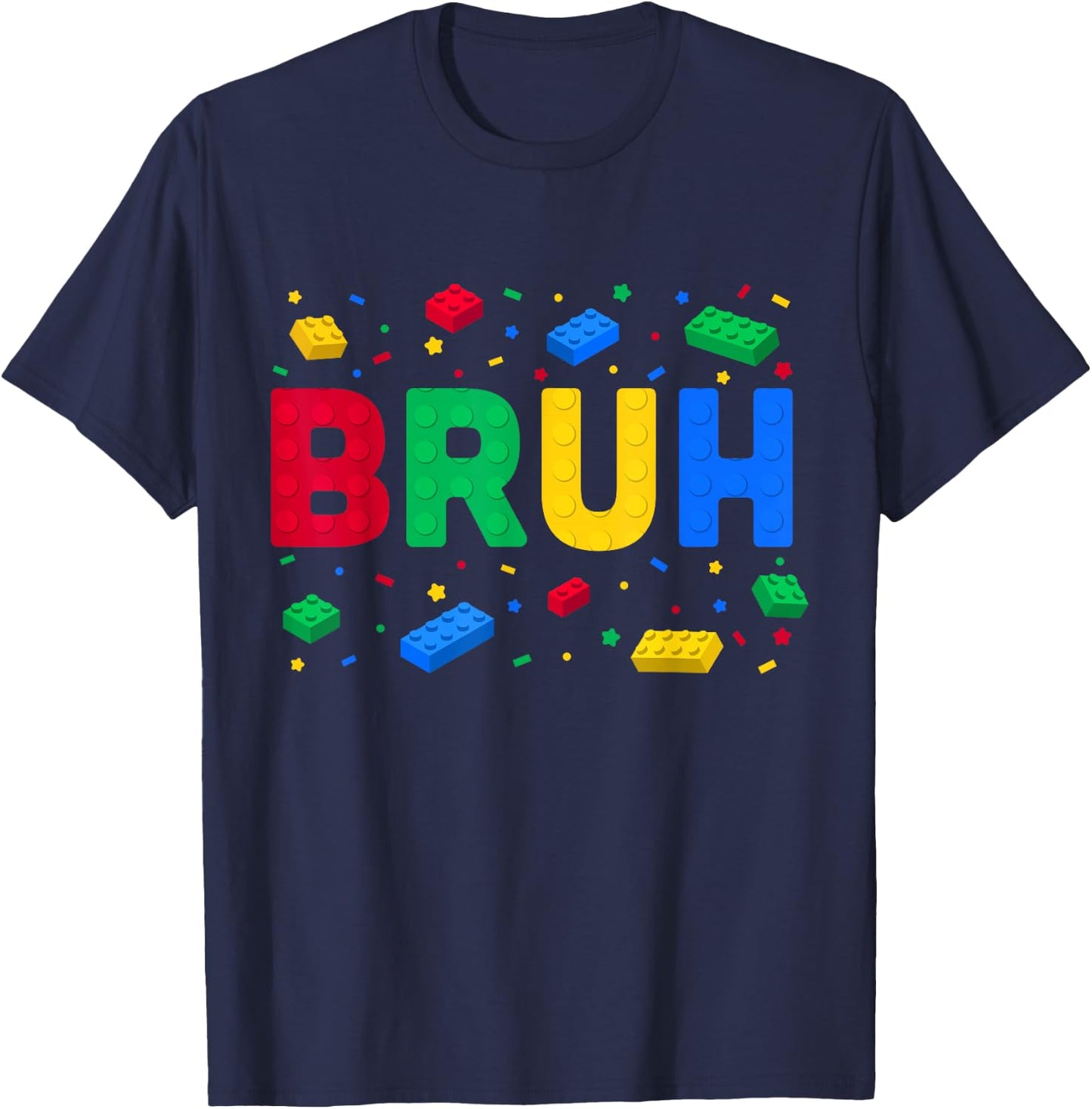 Funny Bruh Brick Builder Boys Kids Toddler Building Block T-Shirt - T-Shirt | Navy