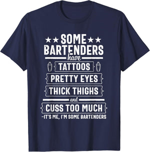Bartender Gift Women Men Thighs Funny Bartending Mixologist Small T-Shirt - T-Shirt | Navy