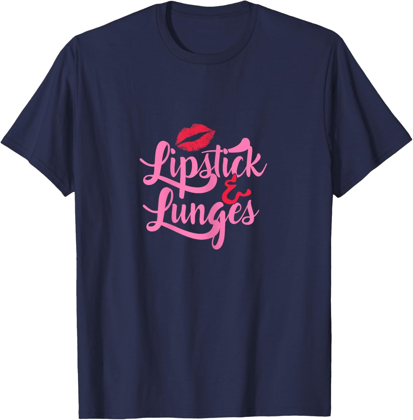 Women's Lipstick & Lunges Workout Yoga T-Shirt - T-Shirt | Navy