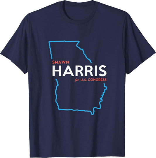 Shawn Harris 2024 for Congress Georgia GA-14 T-Shirt - T-Shirt | Navy