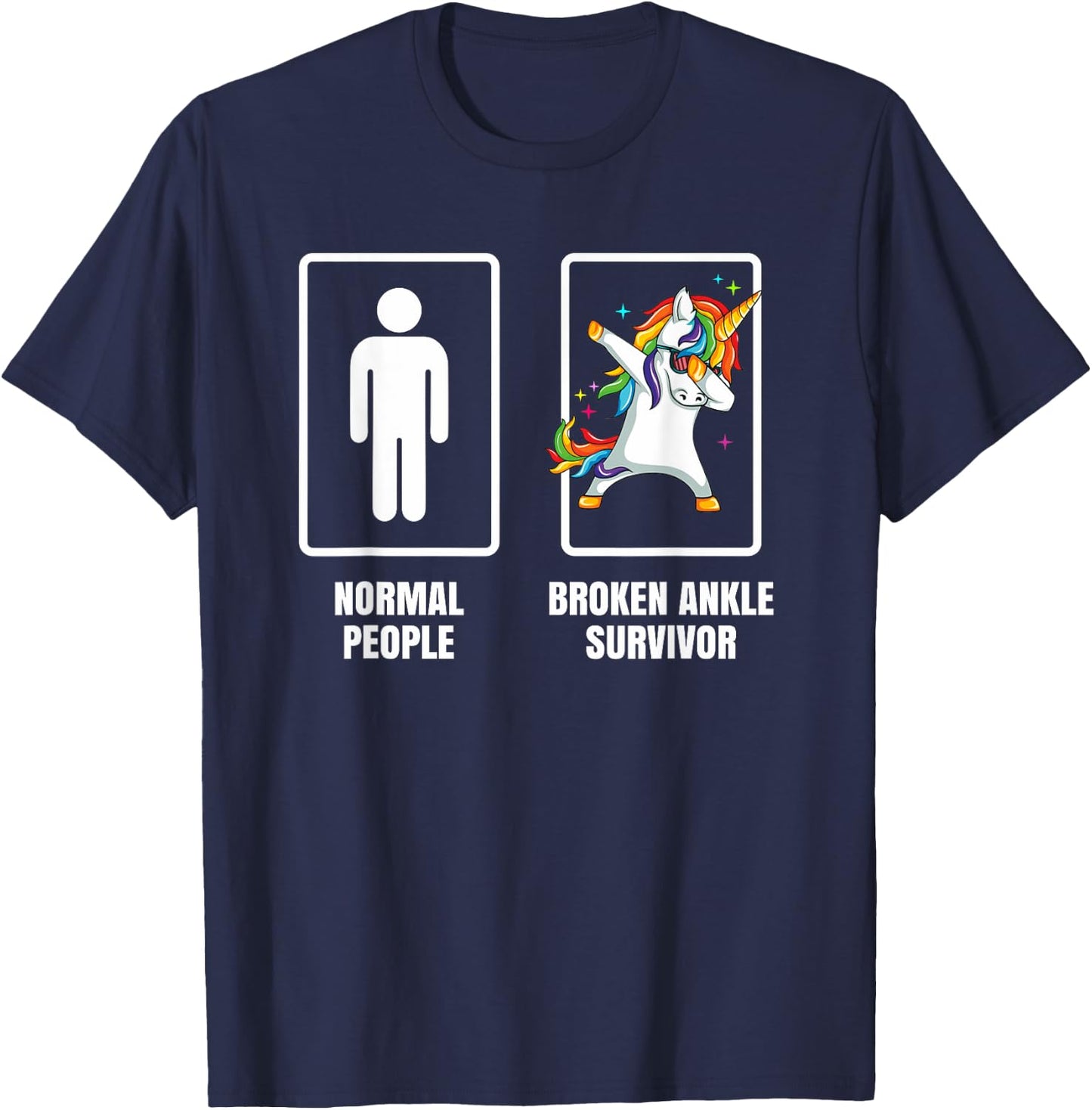 Dabbing Unicorn Broken Ankle Surgery Survivor Recovery Gift T-Shirt - T-Shirt | Navy