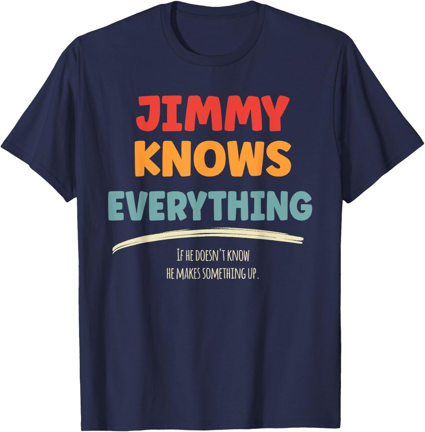 Jimmy Knows Everything Name Jimmy T-Shirt - T-Shirt | Navy