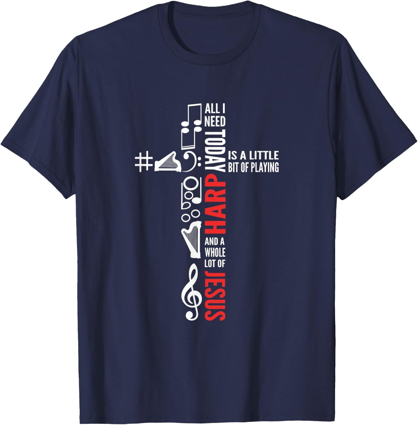 Jesus And Harp. Harp Girl. Harpist. Harp Player T-Shirt - T-Shirt | Navy