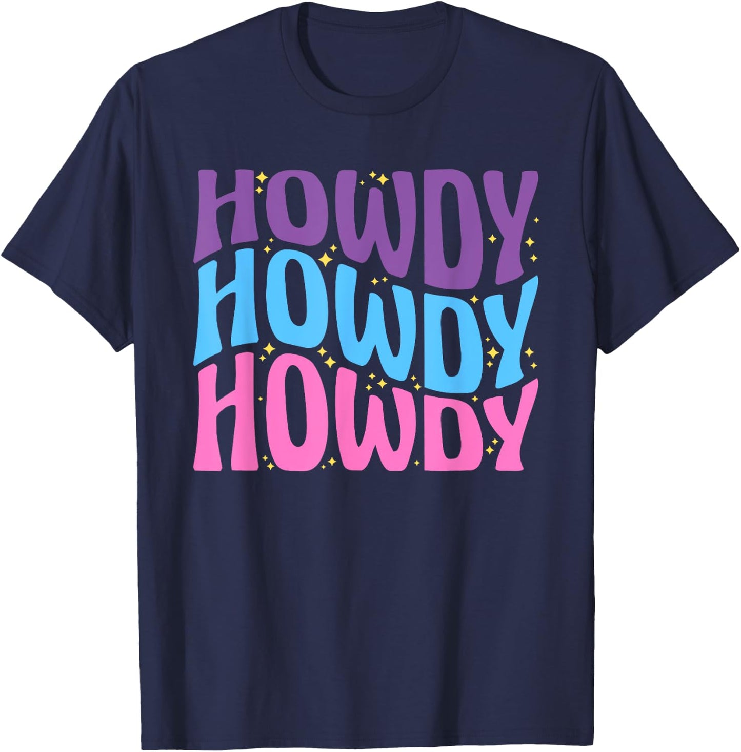 Howdy Cute Farming lettering Cowboy Girl T-Shirt - T-Shirt | Navy