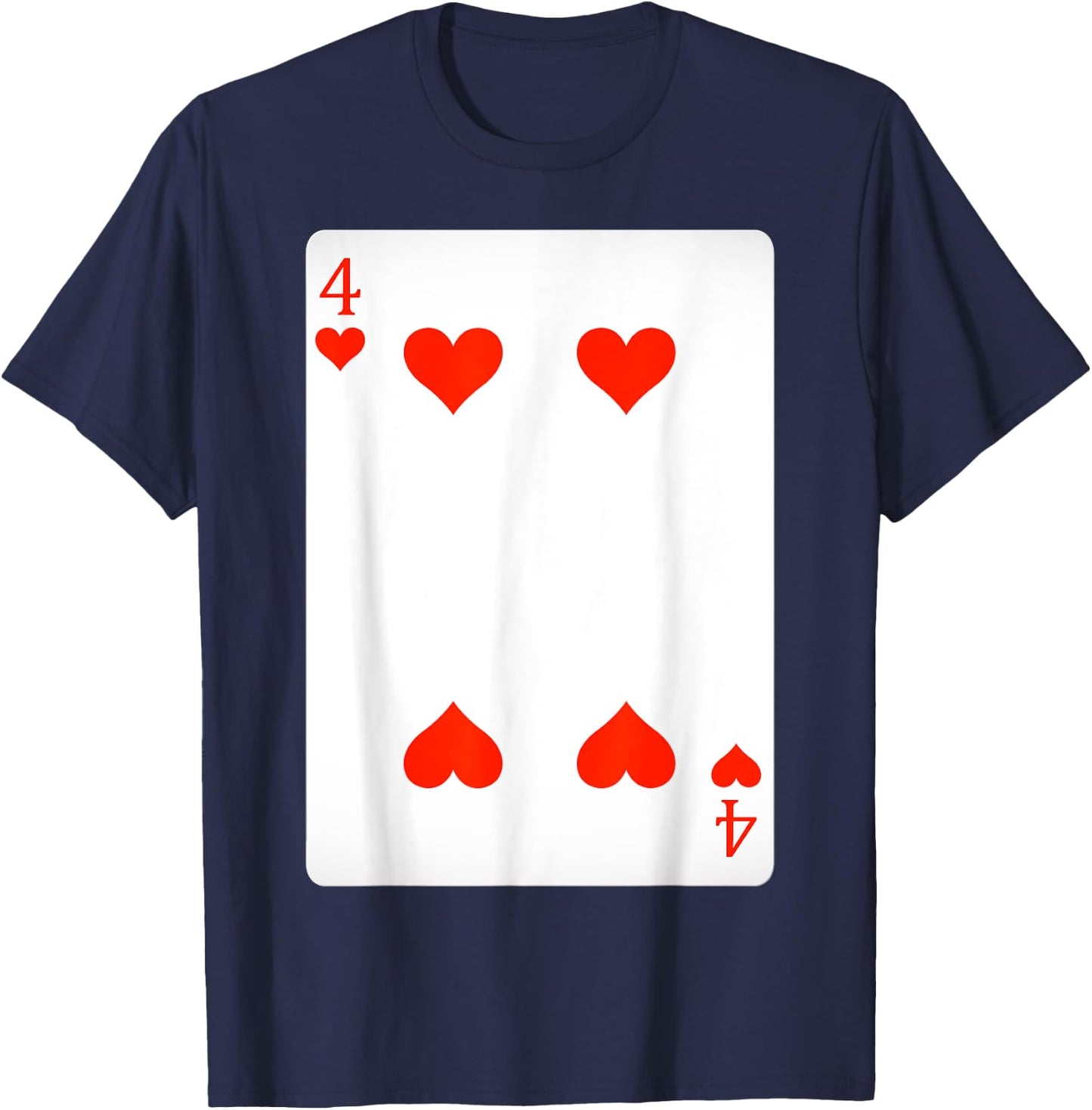 4 Four Of Hearts Playing Cards Shirt Easy Halloween Costume T-Shirt - T-Shirt | Navy