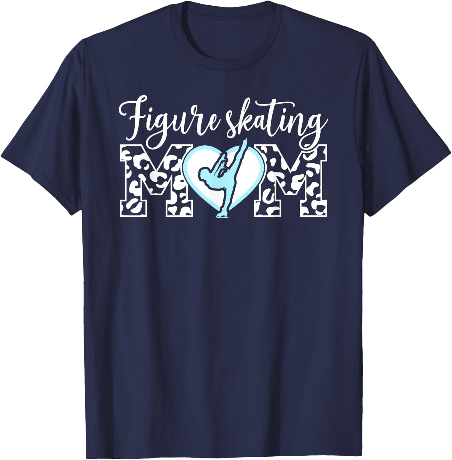 Figure Skating Mom Heart Mom Of A Figure Skater Mother T-Shirt - T-Shirt | Navy