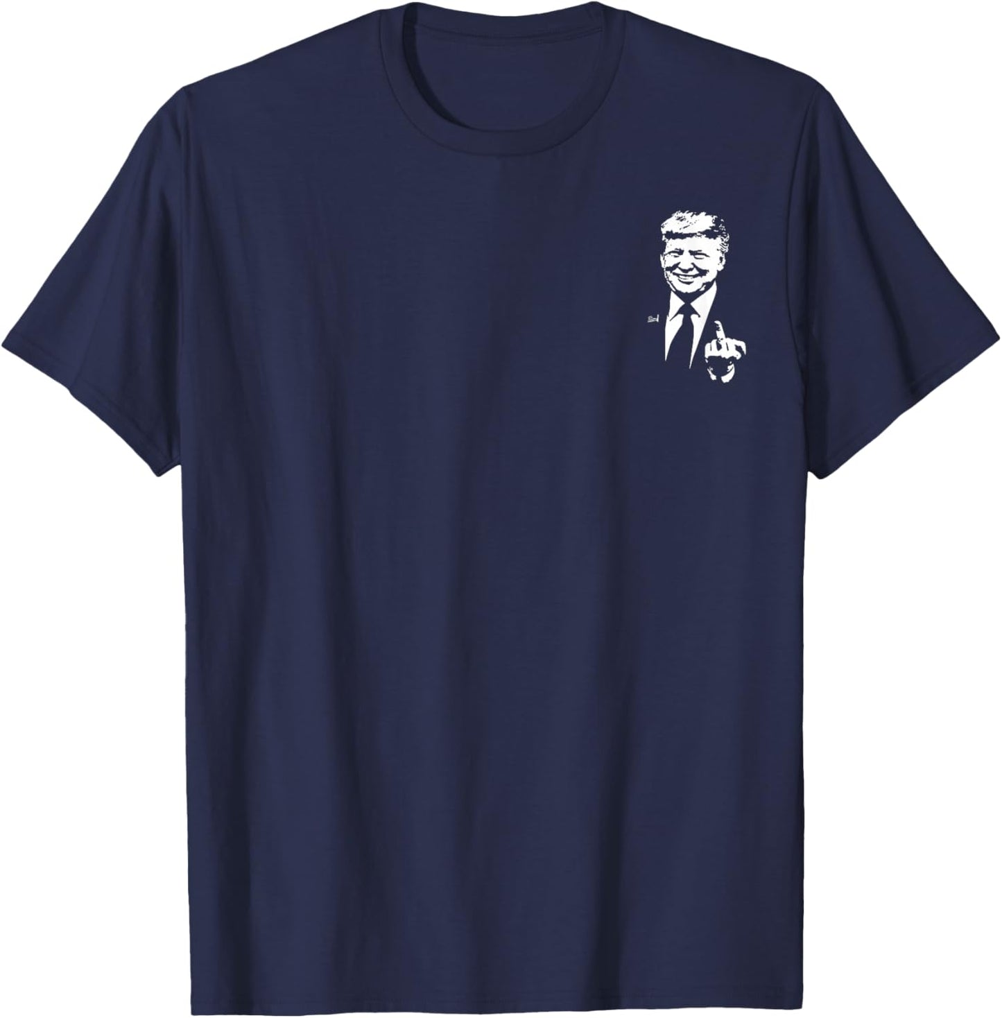 Trump Middle Finger Funny Trump 2024 Pocket T-Shirt - T-Shirt | Navy