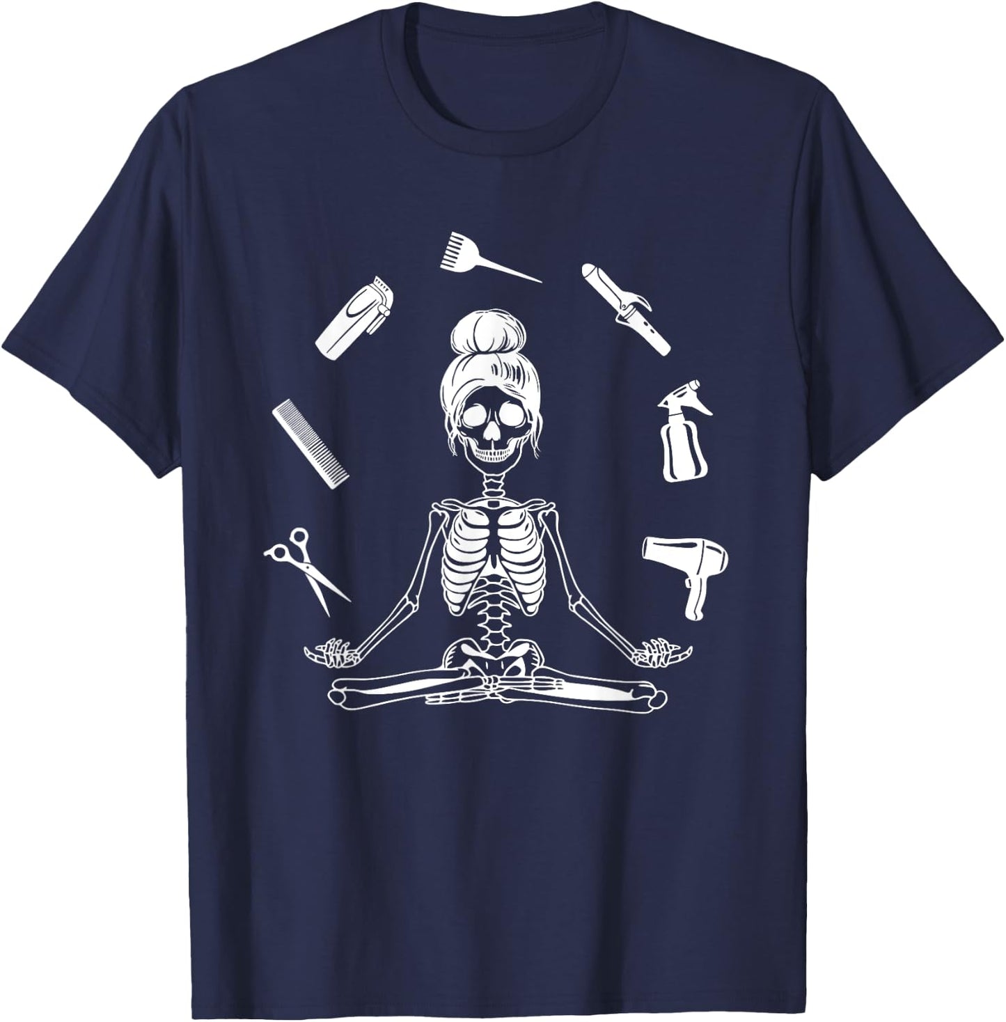 Hair Stylist Skeleton Hairdresser Hairstylist T-Shirt - T-Shirt | Navy