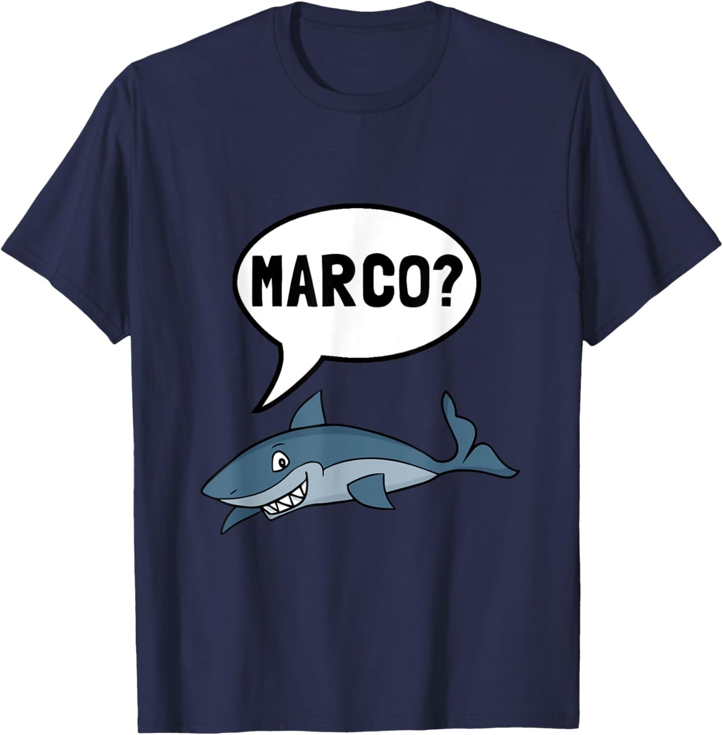 Shark Marco Polo Ocean Vacation Funny T-Shirt - T-Shirt | Navy