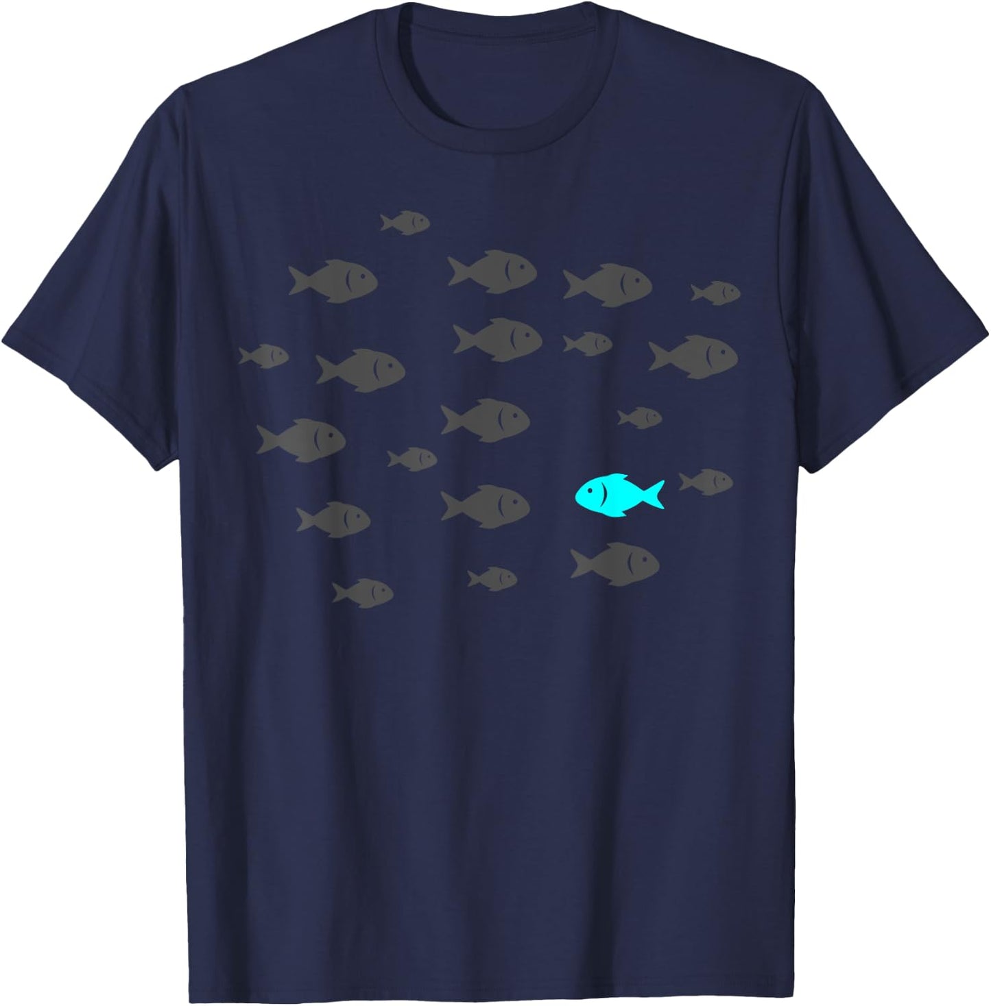 Fish Swim Against The Current In The Sea - Think Differently T-Shirt - T-Shirt | Navy