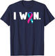 I Won Thyroid Cancer Cancer Survivor Blue Pink Teal Ribbon T-Shirt - T-Shirt | Navy