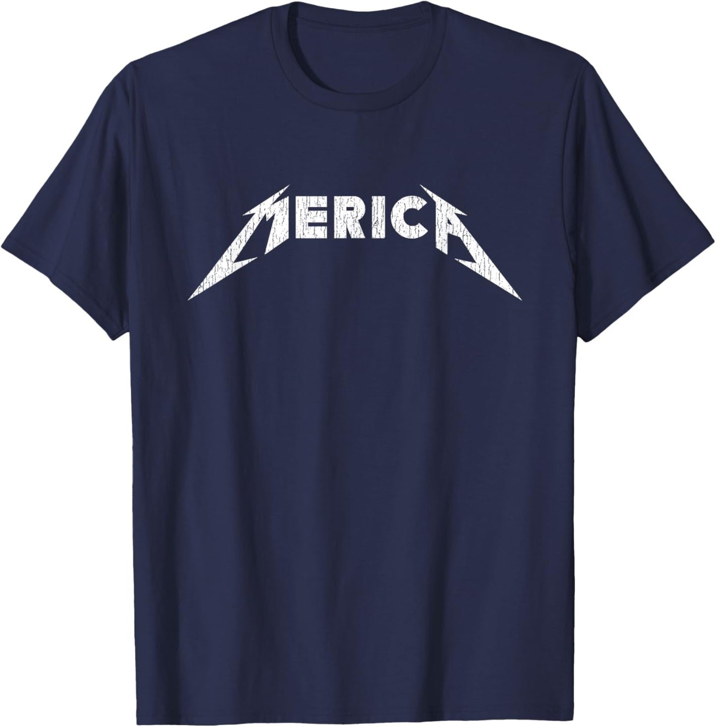 Merica Heavy Metal Style America T-Shirt - T-Shirt | Navy