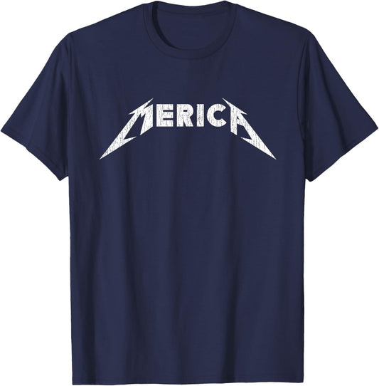 Merica Heavy Metal Style America T-Shirt - T-Shirt | Navy
