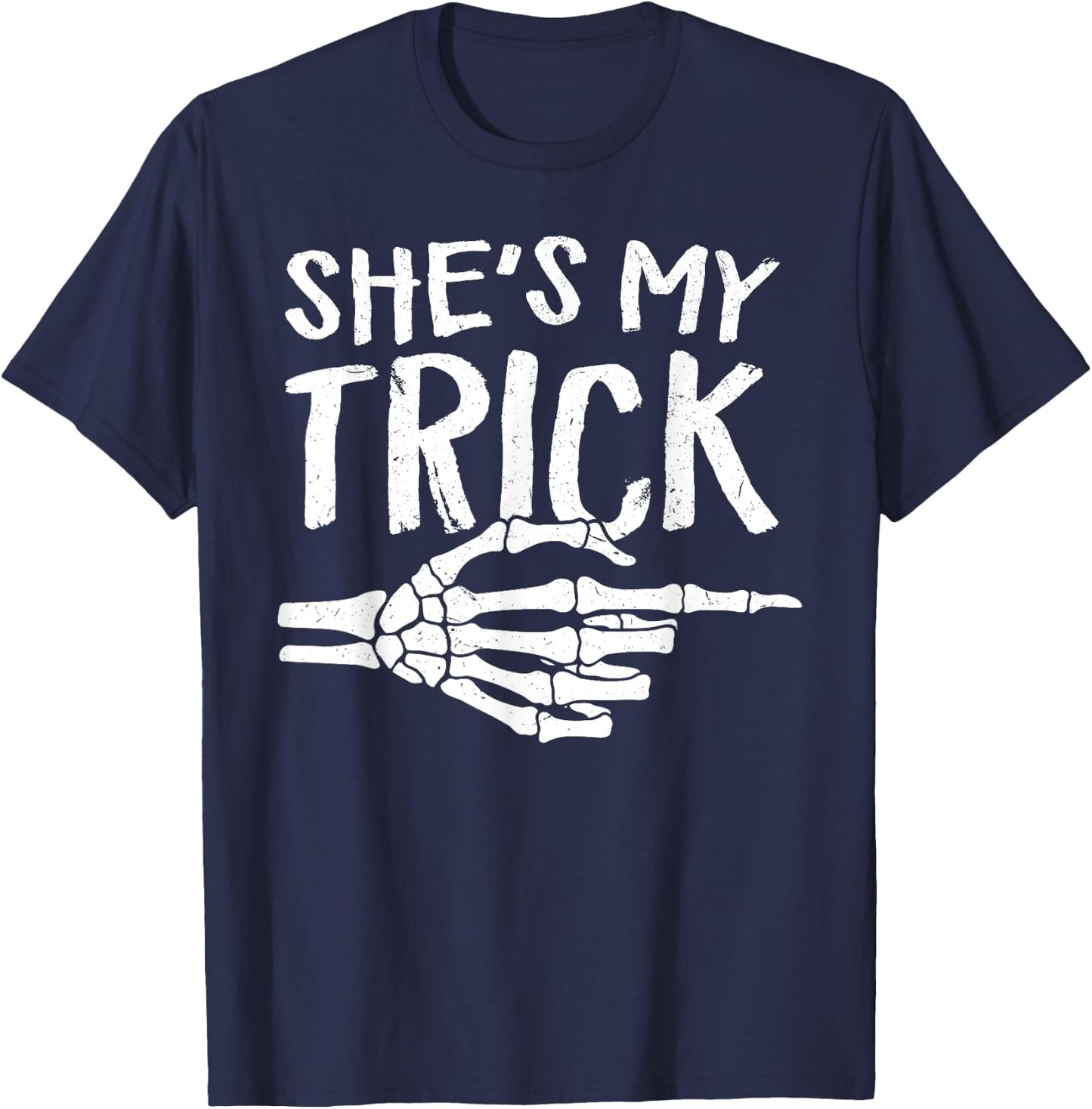 She's My Trick Matching Couple Halloween Costume Boyfriend T-Shirt - T-Shirt | Navy