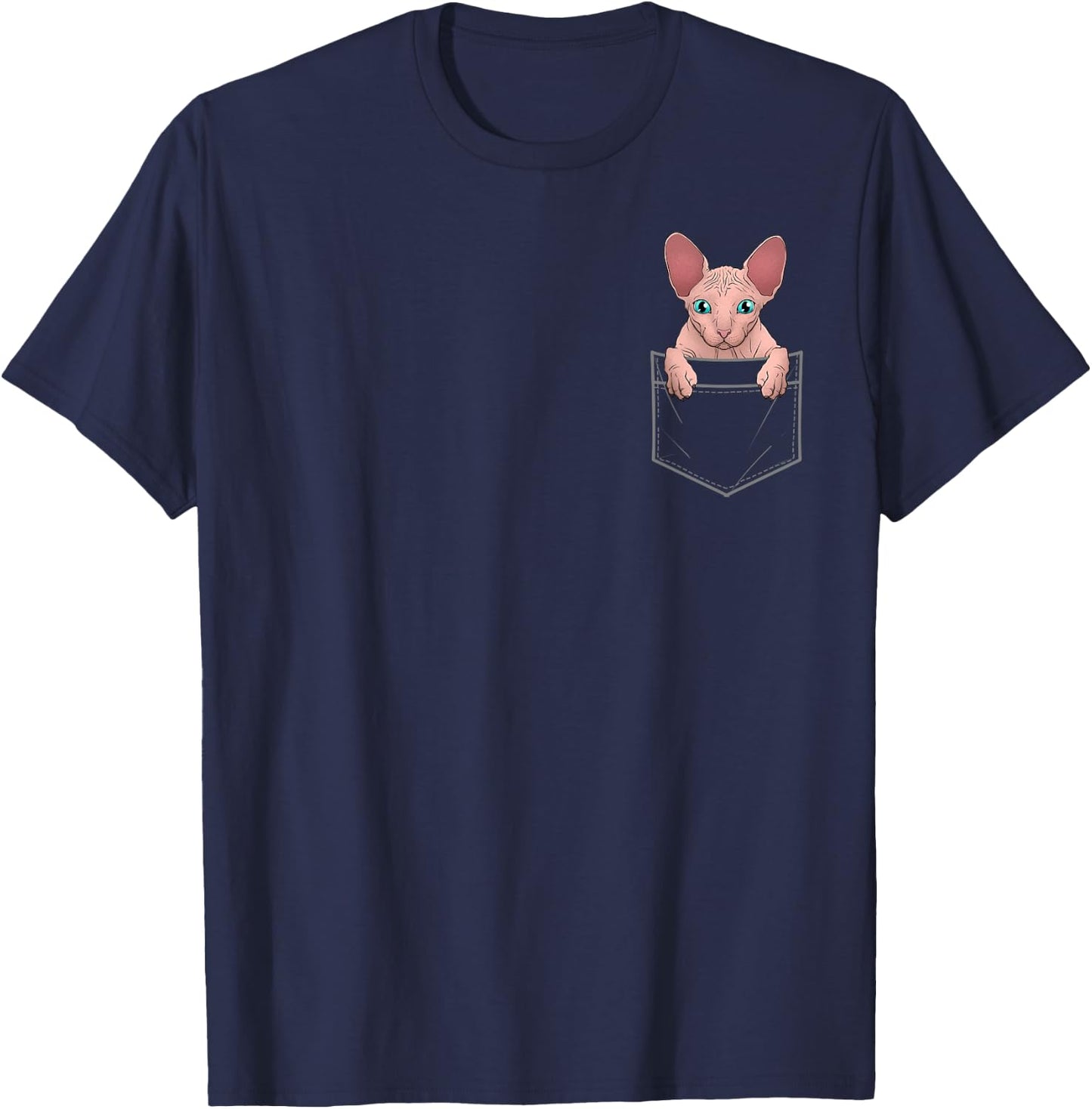 Cute Sphynx Cat Art Women Kids Hairless Cat Sphynx T-Shirt - T-Shirt | Navy