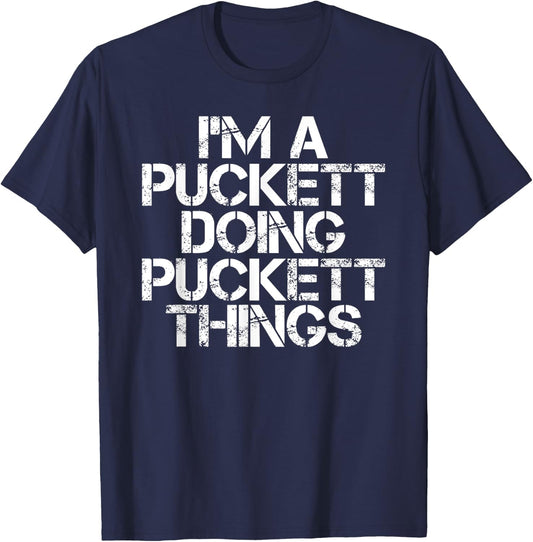 PUCKETT Funny Surname Family Tree Birthday Reunion Gift T-Shirt - T-Shirt | Navy