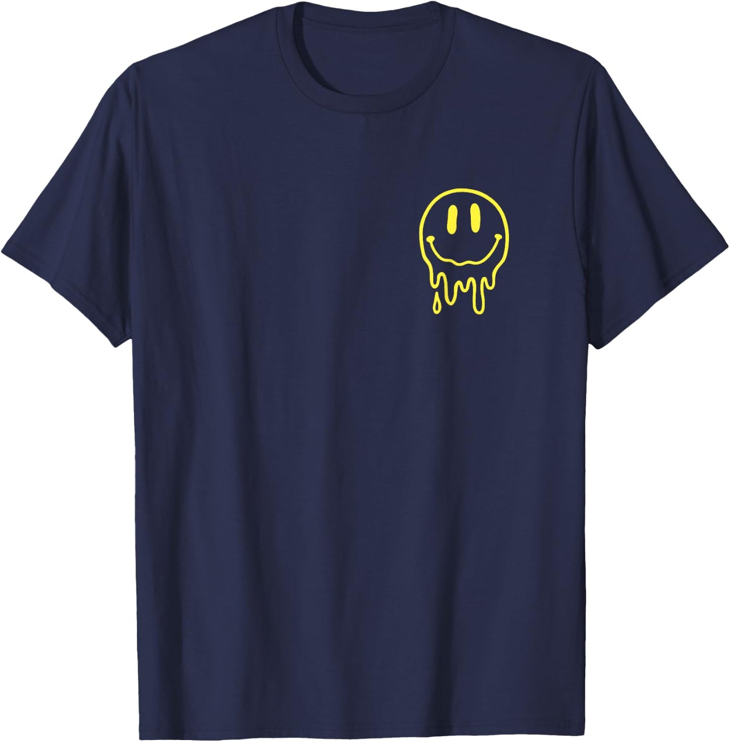 Melting Yellow Smile Face Melted Dripping Happy Face Kids T-Shirt - T-Shirt | Navy
