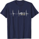 Dispatcher 911 Vintage USA Flag Heartbeat EKG Pulse Dispatch Small T-Shirt - T-Shirt | Navy