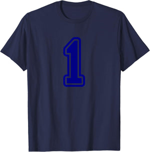 1 Blue Sport Varsity Number T-Shirt - T-Shirt | Navy