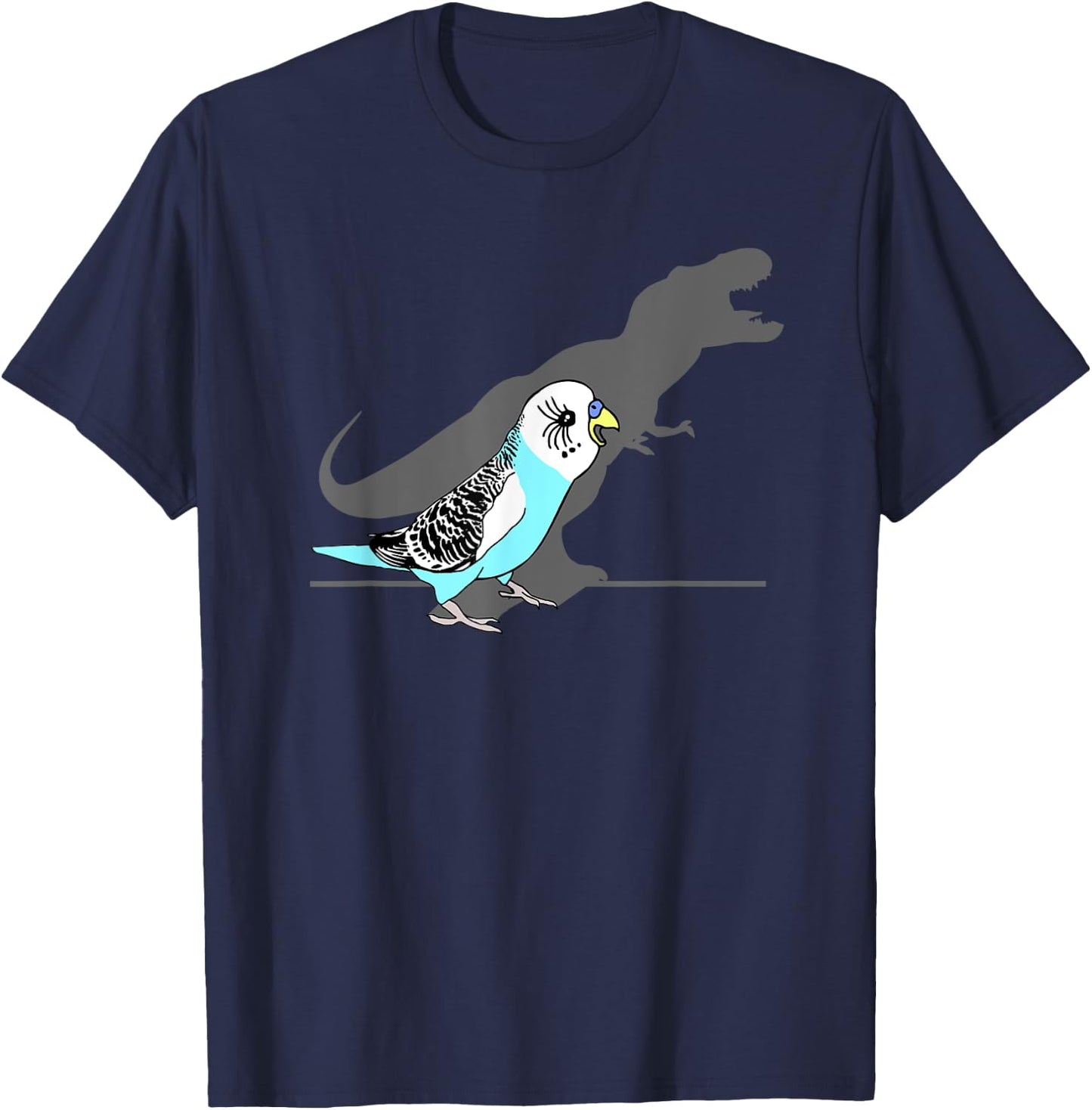 T-rex Blue Budgie Funny Parakeet dinosaur shadow budgerigar T-Shirt - T-Shirt | Navy