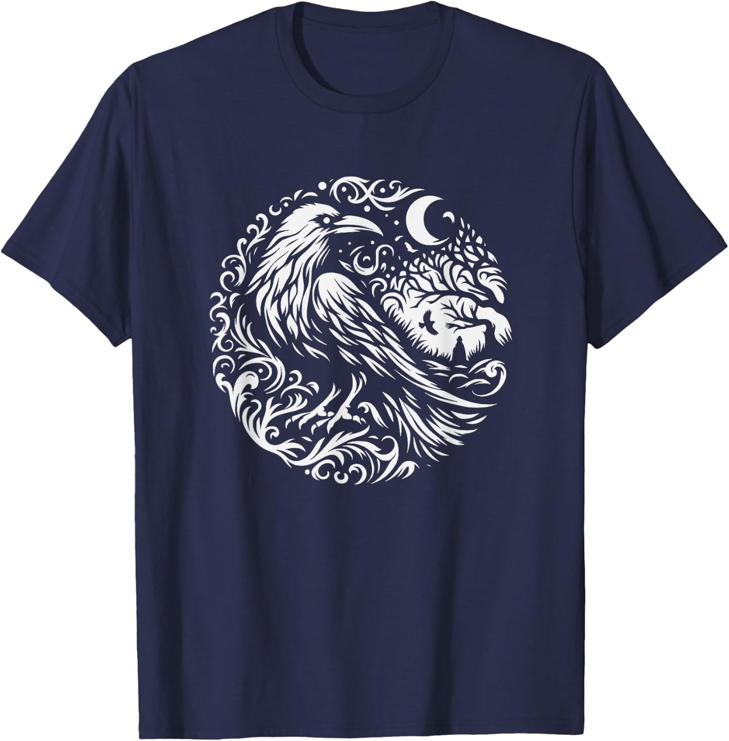 Raven Graphic Art Crow Design And Men T-Shirt - T-Shirt | Navy