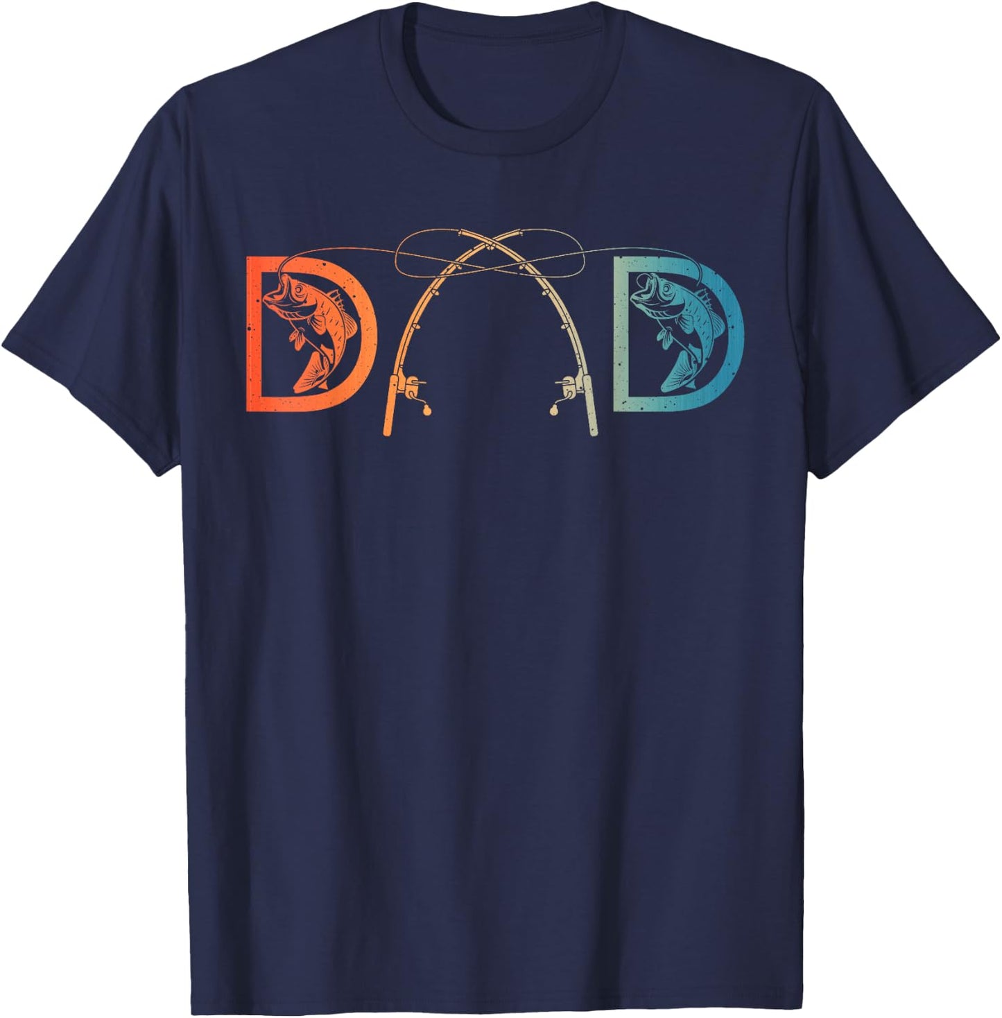 Funny Fishing Dad Art For Dad Men Father's Day Fishing Lover T-Shirt - T-Shirt | Navy