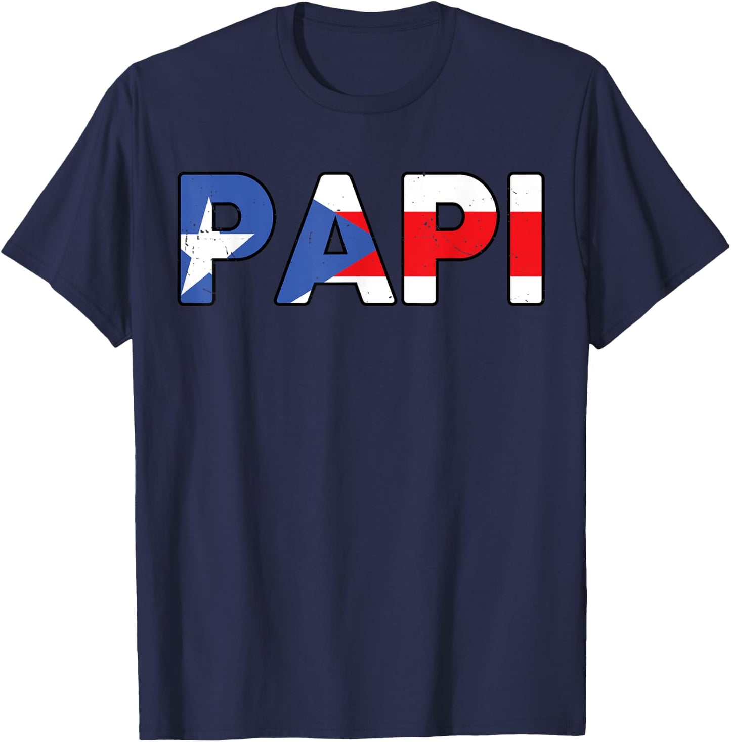 Papi Shirt Puerto Rico Flag Fathers Day Gift Rican Dad T-Shirt - T-Shirt | Navy