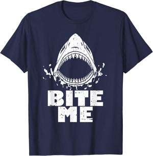 Vintage Shark Shirt - Bite Me - Shark T-Shirt - T-Shirt | Navy