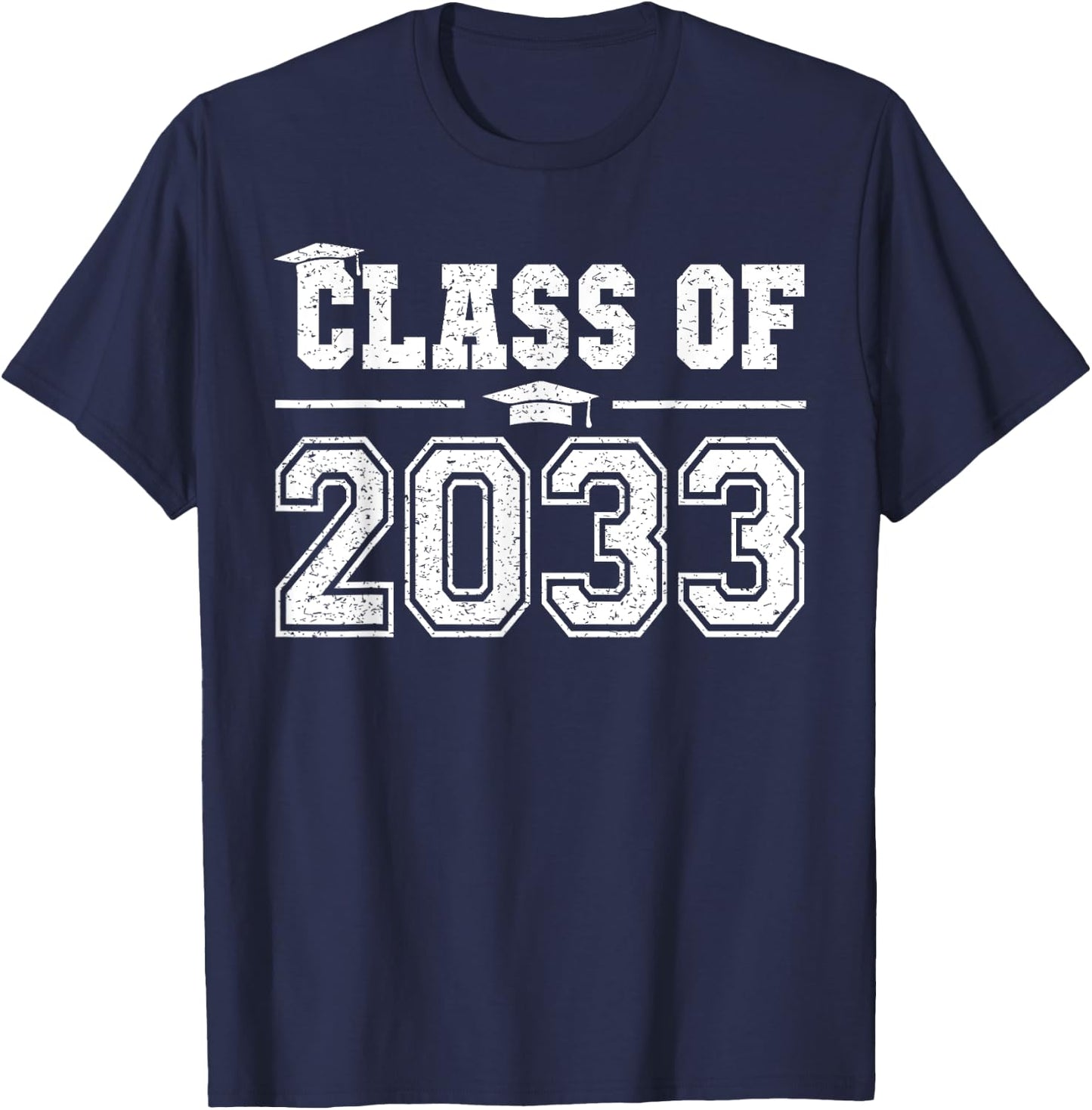 Class of 2033 Grow With Me Graduation First Day of School T-Shirt - T-Shirt | Navy