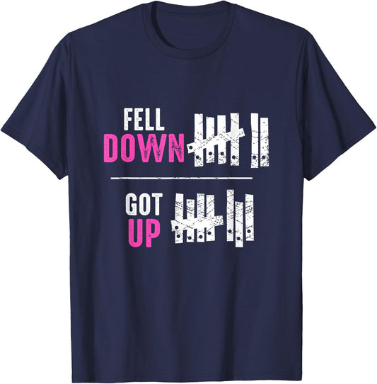 Fell Down Got Up Motivational Funny Positive Women T-Shirt - T-Shirt | Navy