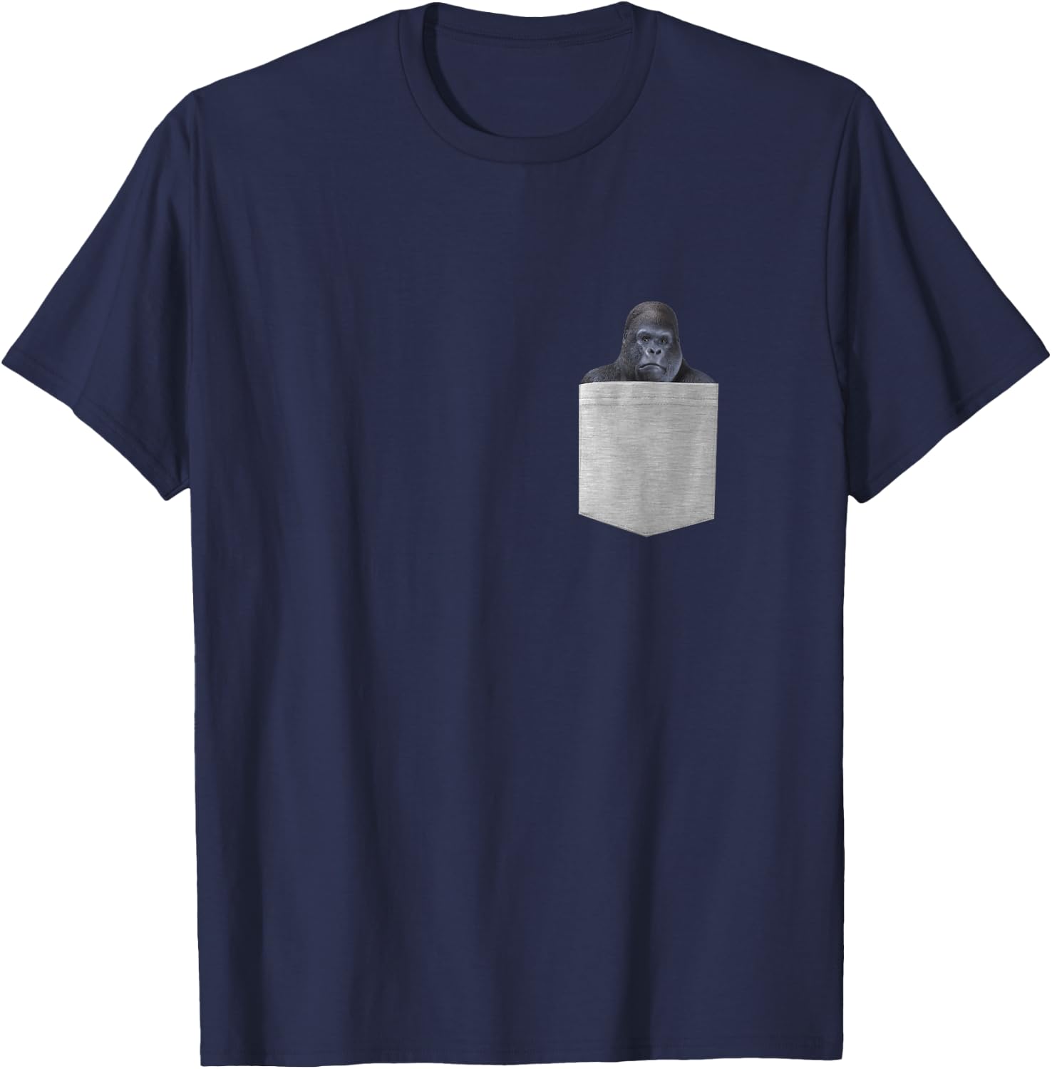 Gorilla In Your Pocket Funny Peeking Ape Monkey Wildlife T-Shirt - T-Shirt | Navy