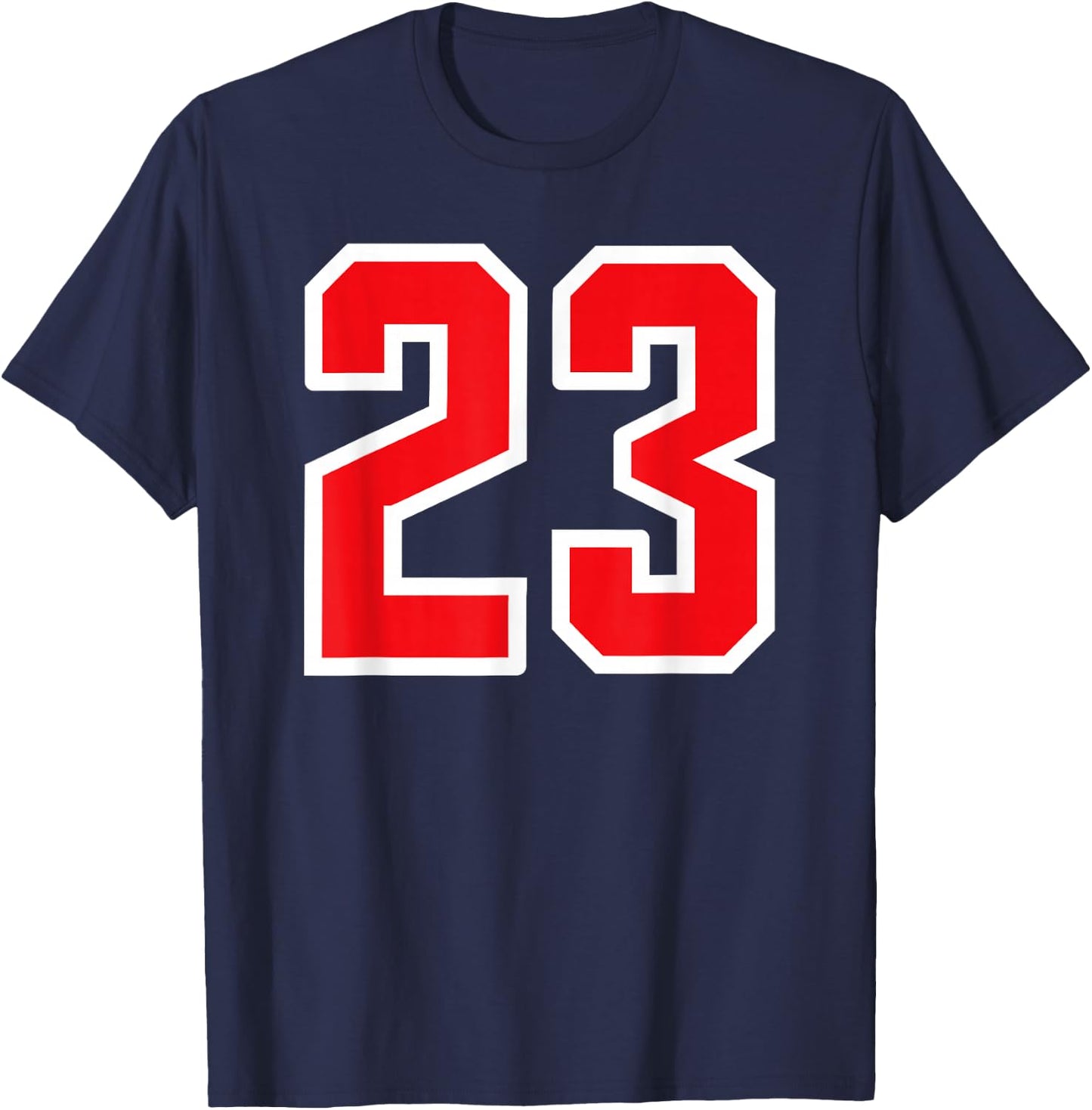 Number #23 White Red Plain Number T-Shirt - T-Shirt | Navy
