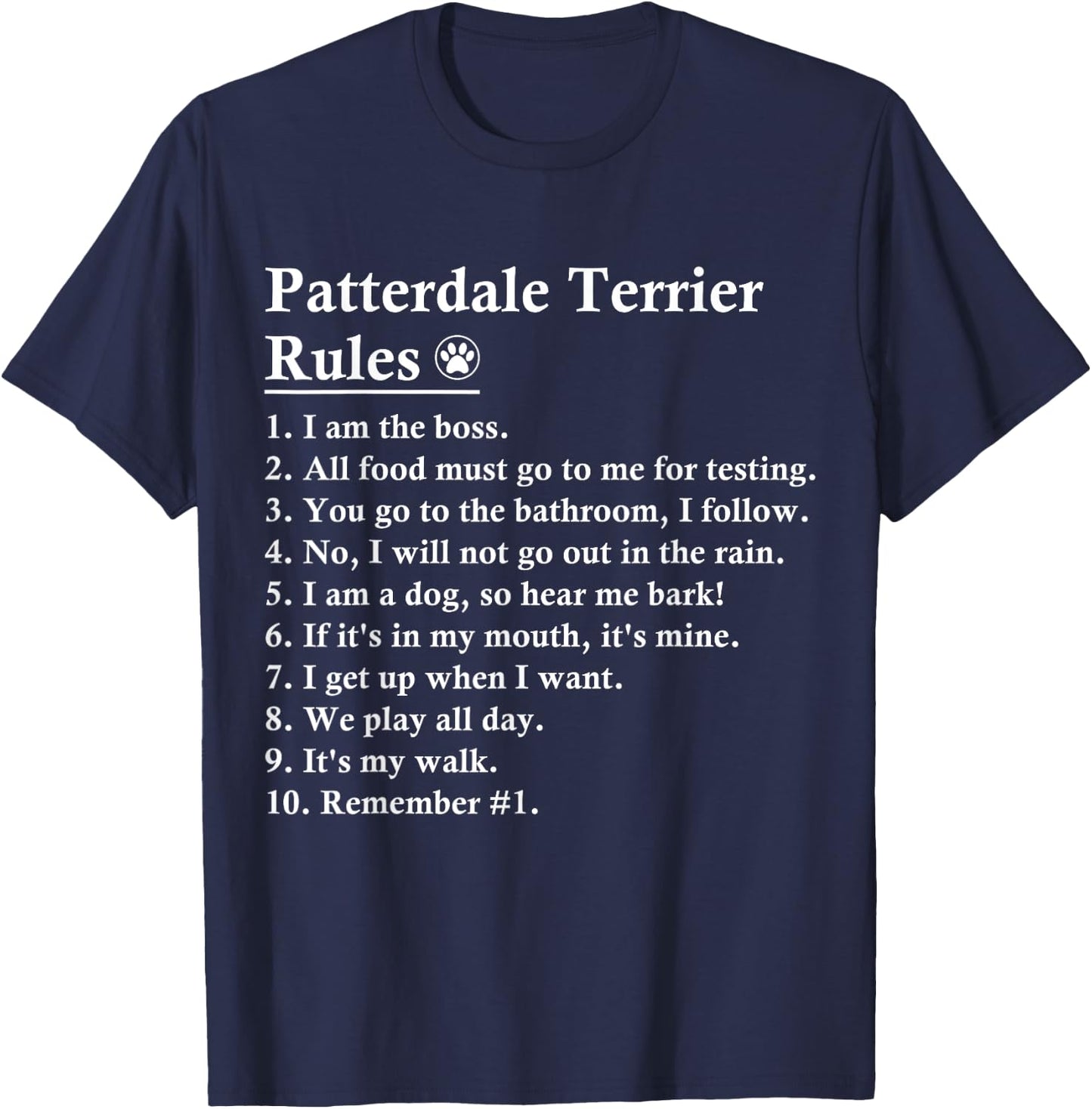 Funny Patterdale Terrier Dog Rules Women Girls Kids T-Shirt - T-Shirt | Navy