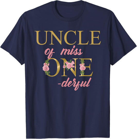 Uncle of Miss Onederful 1st Birthday First One-Derful family T-Shirt - T-Shirt | Navy