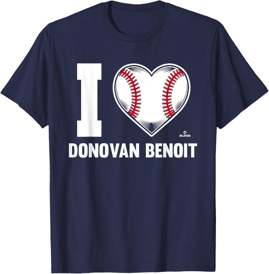 I Heart Donovan Benoit Prospect Baseball Fan Gear T-Shirt - T-Shirt | Navy