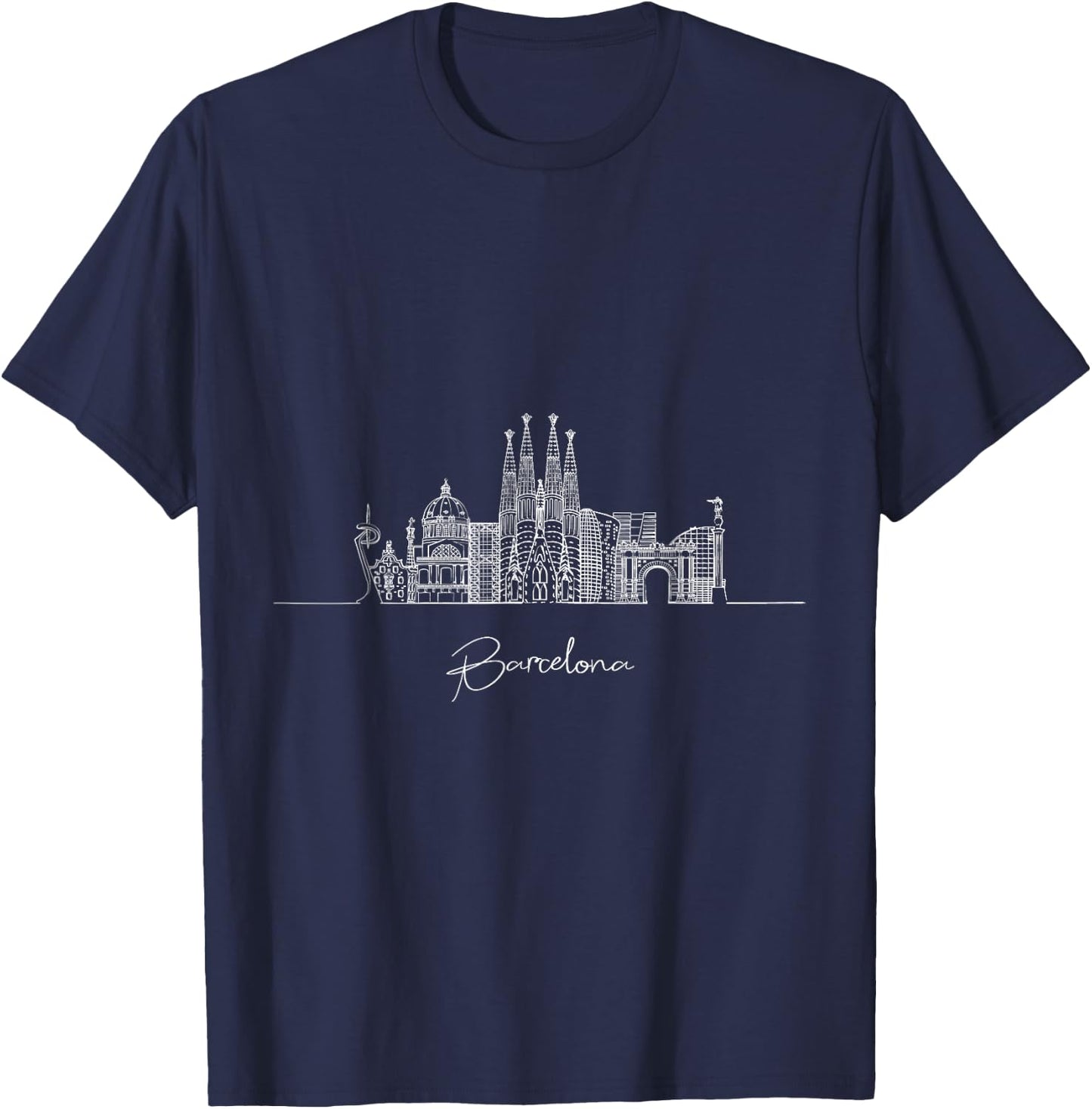 Barcelona Spain Skyline Europe Travel Souvenirs T-Shirt - T-Shirt | Navy