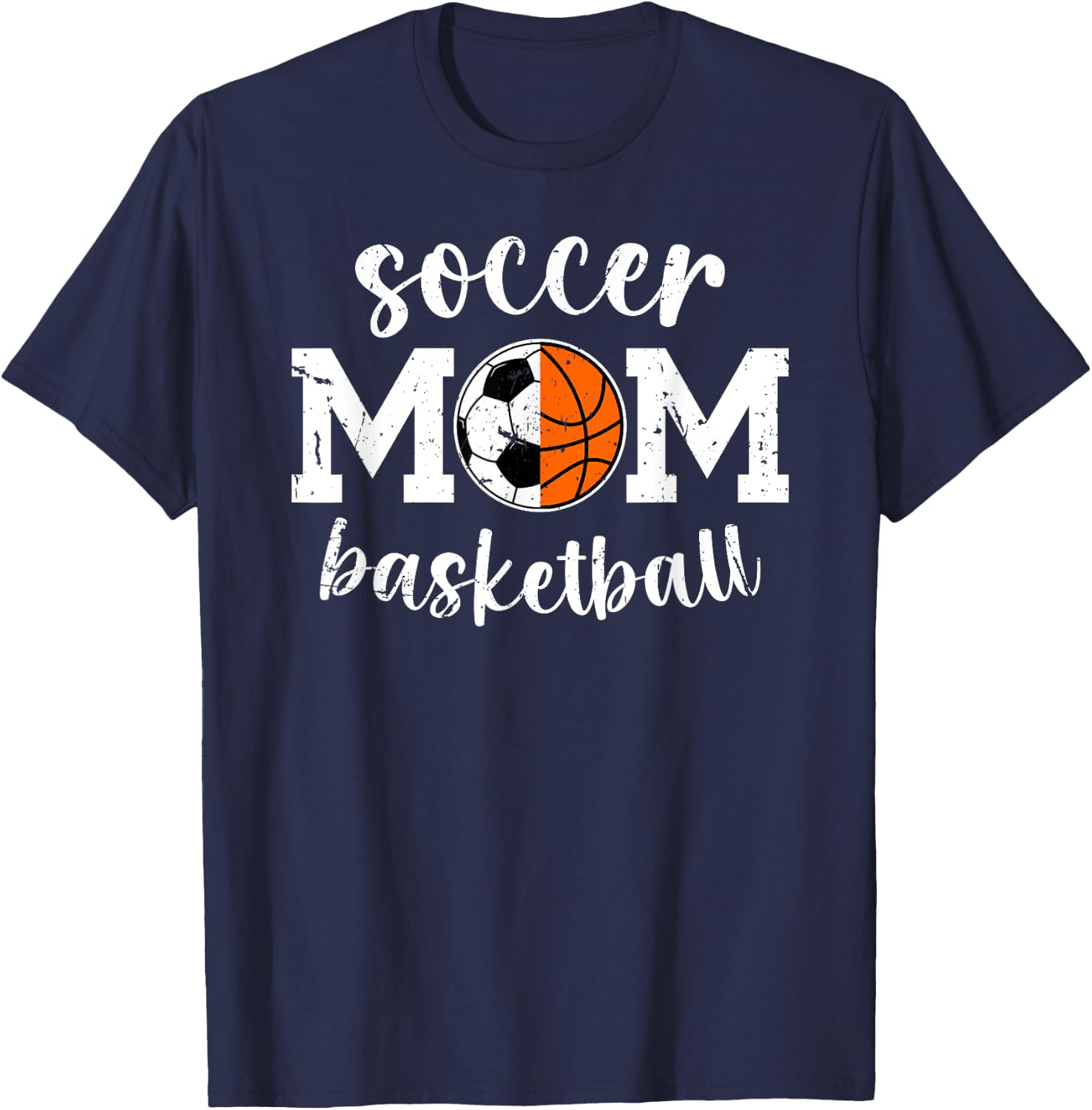 Soccer Basketball Mom Of Ballers Basketball Soccer Mom T-Shirt - T-Shirt | Navy