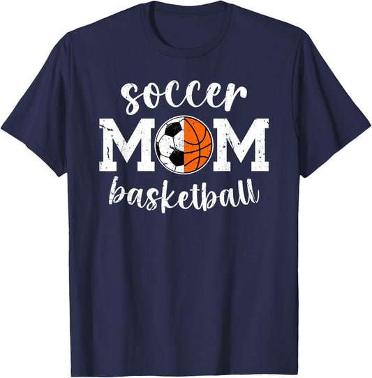 Soccer Basketball Mom Of Ballers Basketball Soccer Mom T-Shirt - T-Shirt | Navy