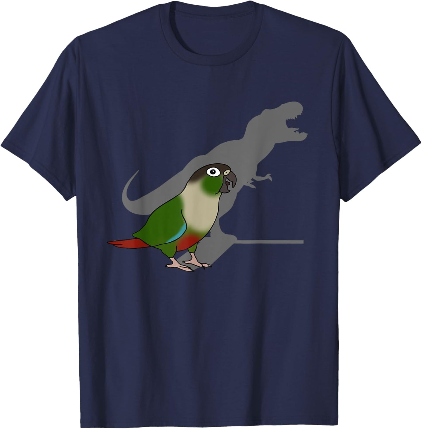 Screaming Parrot Birb Memes Funny T-Rex Green Cheeked Conure T-Shirt - T-Shirt | Navy