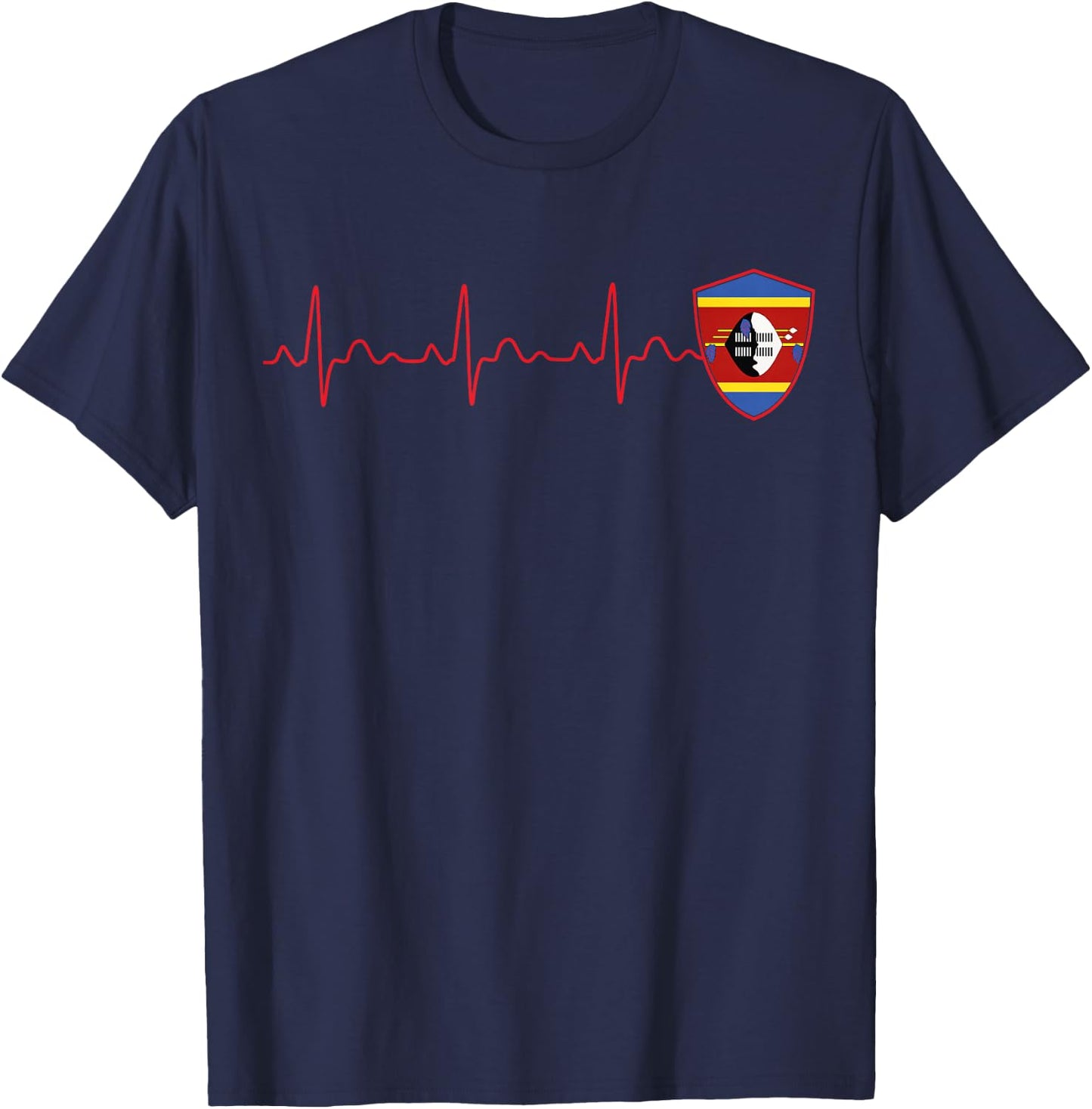 ESWATINI Flag Heartbeat EKG Patriotic National T-Shirt - T-Shirt | Navy