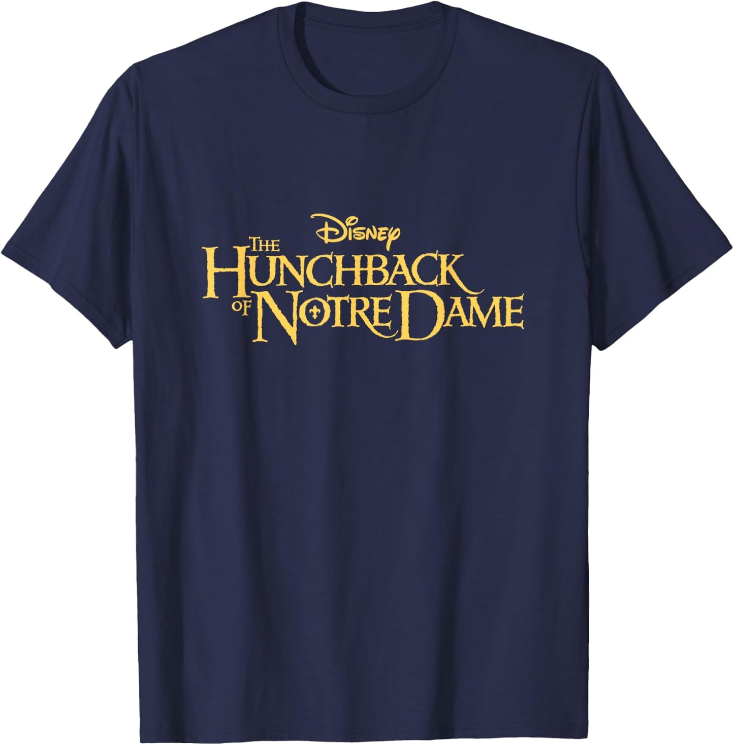 Disney The Hunchback Of Notre Dame Big Chest Text Logo T-Shirt - T-Shirt | Navy