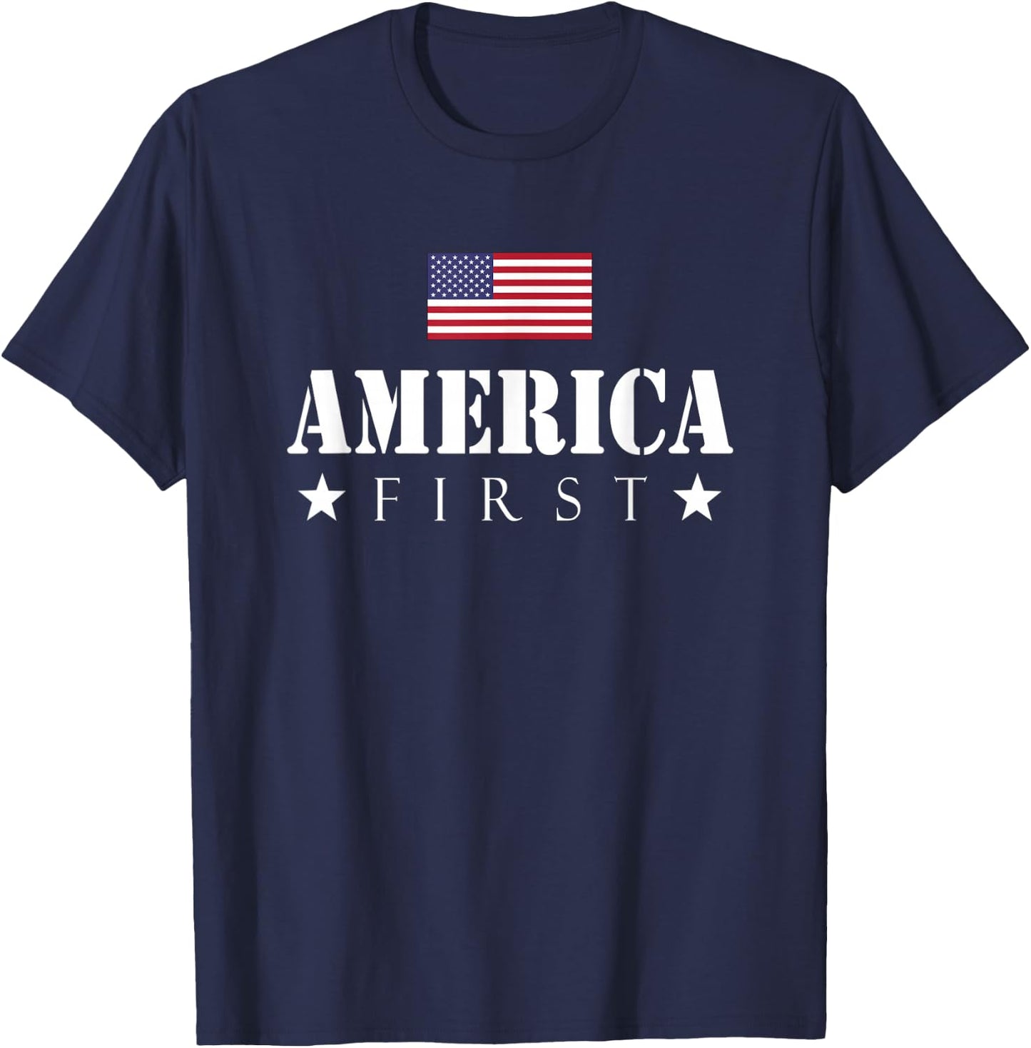 America First AmericaFirst USA Flag American Pride July 4th T-Shirt - T-Shirt | Navy