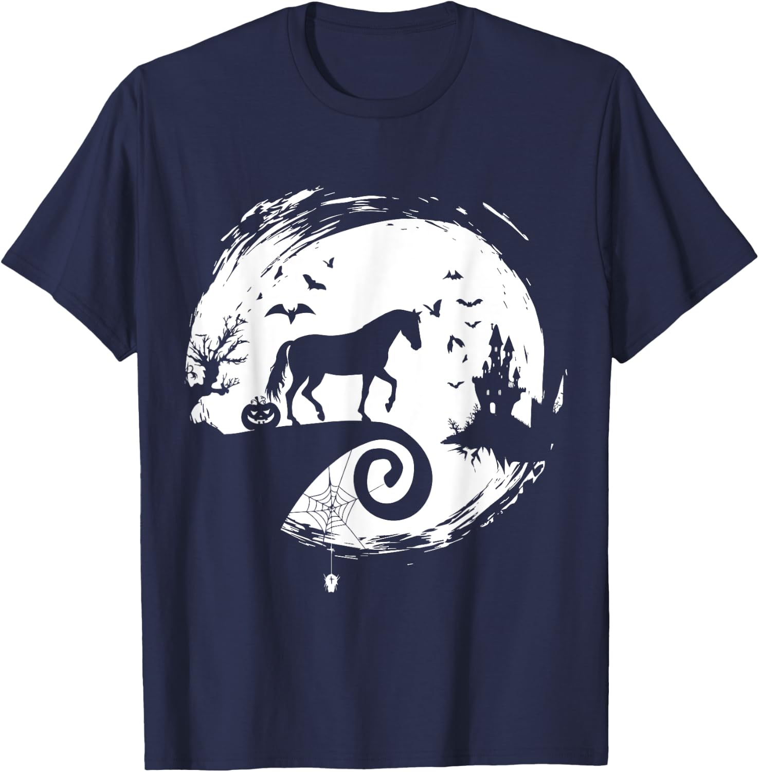 Horse Halloween Costume Moon Silhouette Creepy Horror T-Shirt - T-Shirt | Navy