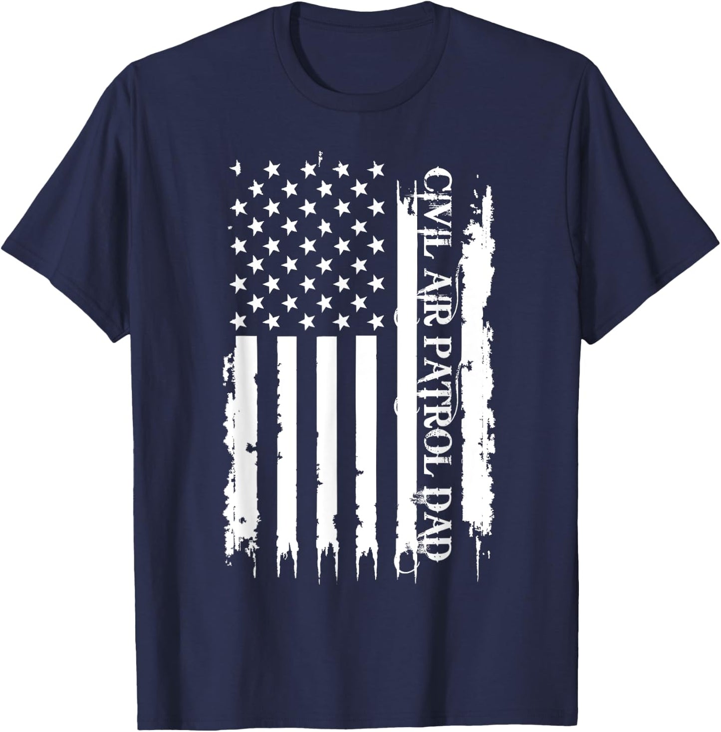 Civil Air Patrol Dad United States Distressed w US Flag T-Shirt - T-Shirt | Navy