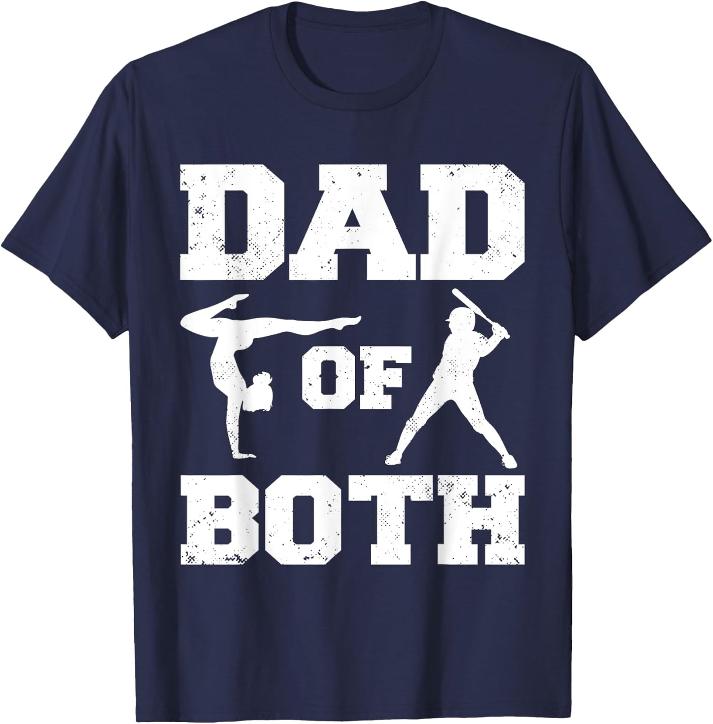 Dad Of Both Funny Gymnastics Baseball Dad T-Shirt - T-Shirt | Navy